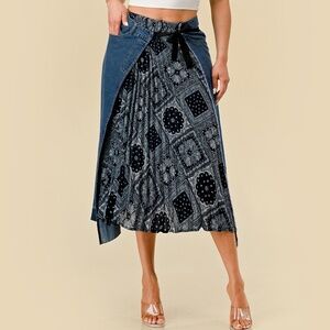 WHOLESALE DENIM CONTRAST WRAP SKIRT